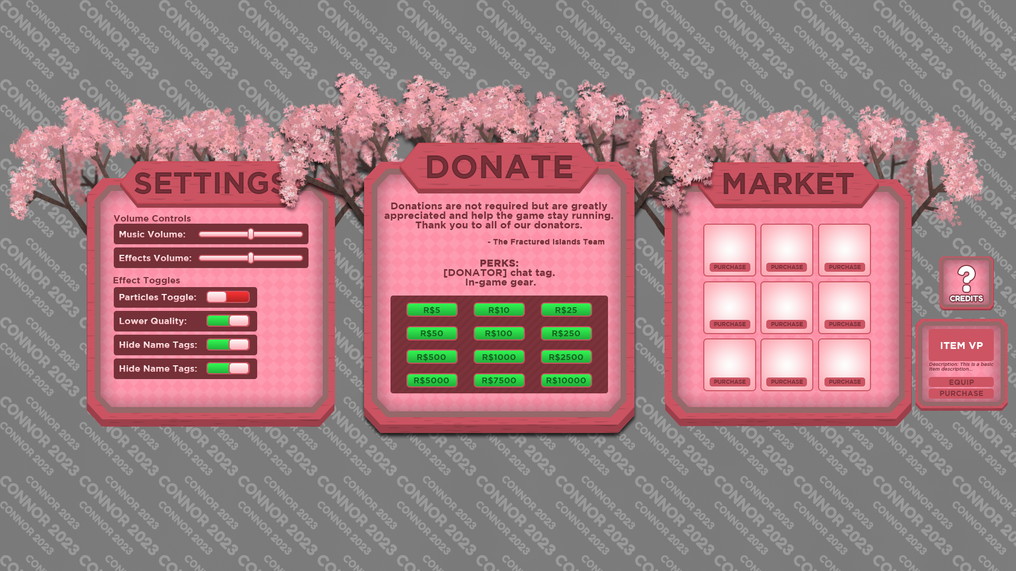 Fractured Islands game UI Commission